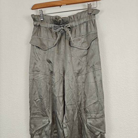 GANNI NWOT Frost Grey Washed Satin Trousers Relaxed Fit Size 2 Women's - Picture 8 of 15